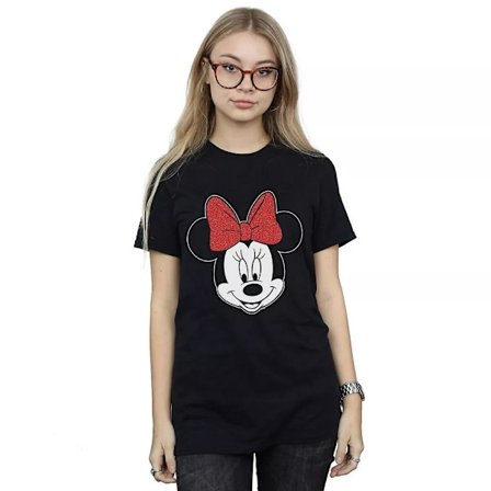Disney Dam/Kvinna Minnie Mouse Bomulls Boyfriend T-shirt 4XL