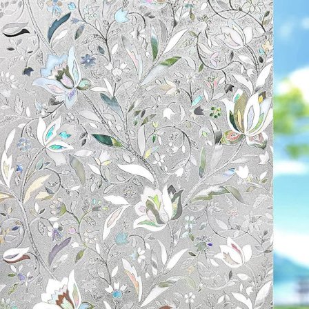 45 x 200 cm Ikkunakalvo - Staattinen Ikkunakalvo, Yksityisyyskalvo, Läpinäkymätön, Sävytty Ikkunakalvo Valolle Altistuessa - 3D Tulppaani