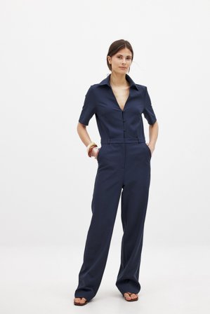 Claire Rose x NA-KD - Tettsittende jumpsuit - Jumpsuits - Marineblå - EU 32