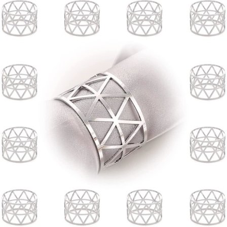 12 stk. Servietringe, Guld og Sølv Servietringe