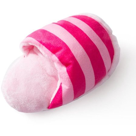 Hundelegetøj - hundekrammelegetøj - form som en hjemmesko - Interaktivt - Hundelegetøj - lyserøde striber