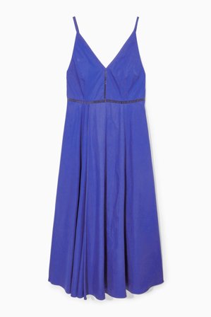 COS Women's V Neck Midi Slip Dress in Blue