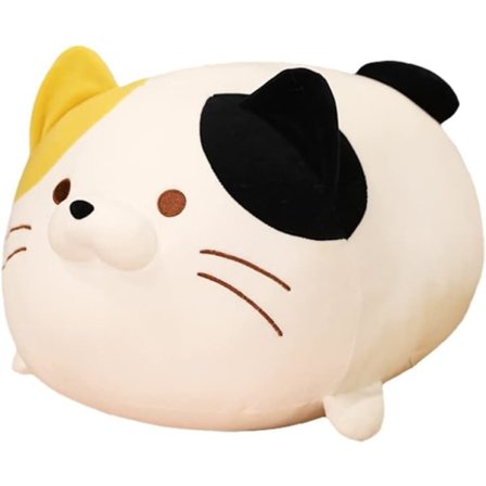 13,7 tum Söt Katt Plysch Kudde Fylld Squishy Djur Cylindrisk Kroppskudde, Supermjuk Fet Katt Knubbig Kattunge Sov Kawaii Kudde - Vit