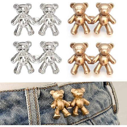 Pantalongstrammer for midje, 8 stk. bukseknappstrammer, buksestrammer for midje, søte bjørnejeansknapper for løse jeans, knappenåler uten søm for 