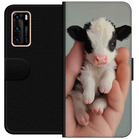 Huawei P40 Lommeboketui Søt nyfødt kalv i hånden med rosa nese mykt pels og sjarmerende uttrykk detaljert søtt dyremotiv perfekt for alle som elsk