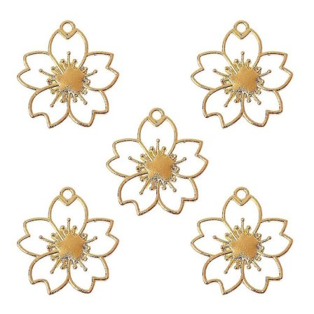 5x Cherry Flower Blank Frame Resin Pendant Bezel Setting För Diy Smyckestillverkning