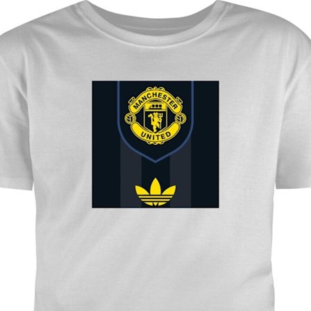 Barn T-shirt Manchester United Adidas logomärke fotbollsklubb affisch Premier League retro gul svart design konst