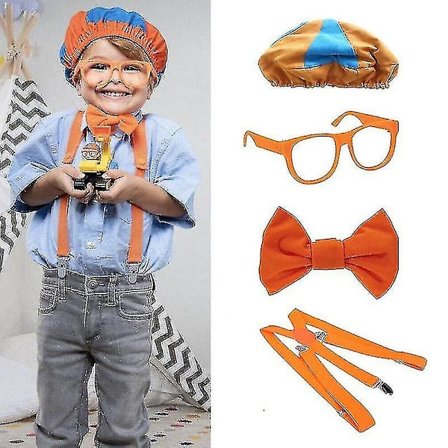 Ole kuin Blippi Pukeudu! Roolipeliasu Hattu Lasit Housut Rusetti