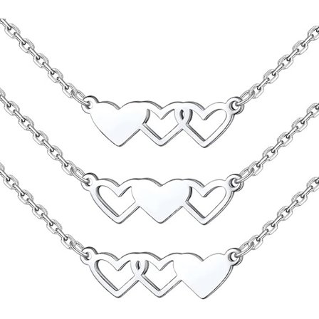 Søsterhalskæde til 2/3/4, Sterling Sølv/Rustfrit Stål Matchende Hjerte Vedhæng Bedste Venner Smykker Personlige Halskæder til Kvinder