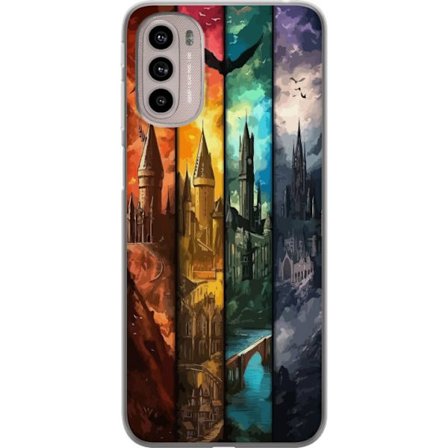 Kompatibelt Mobilskal till Motorola Motorola Moto G41 Fyra magiska slott i olika elementfärger, episk fantasykonst med eld vatten luft och mörker i