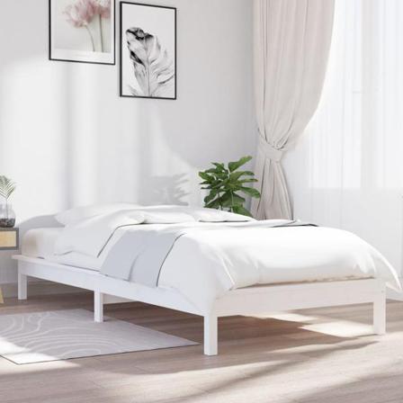 Vidaxl Sängram Vit 90x200 Cm Massiv Furu Vit