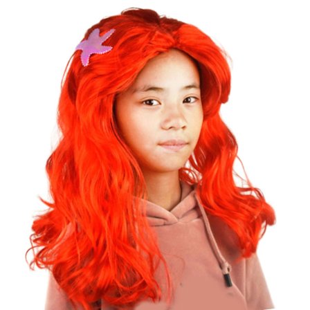 Komfortable havfrue parykker til børns fantasifulde leg, rødt langt hår hovedbeklædning