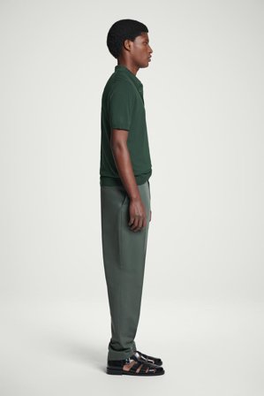 COS Jedwabno-Bawełniana Koszulka Polo in Zielony