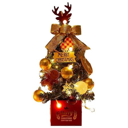 Miniatyrjulgran för bord, julpynt för bord och bänkar (Guld)