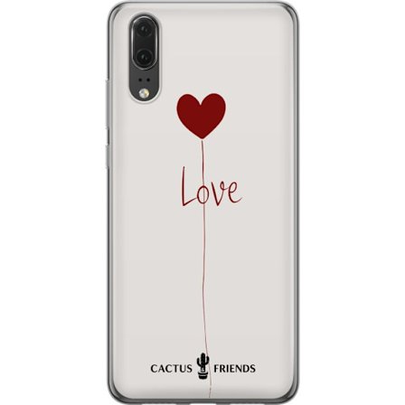 Kompatibelt Mobildeksel til Huawei Huawei P20 Cactus and Friends - Love Balloon Minimal