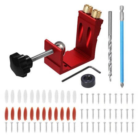 46ST/ Set Pocket Hole Jig Snedhålssökare RÖD