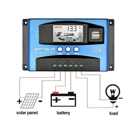 MPPT solcellekontroller 100A 12V/24V solcelleenergi lading og utlading LED gatelys intelligent styreenhet