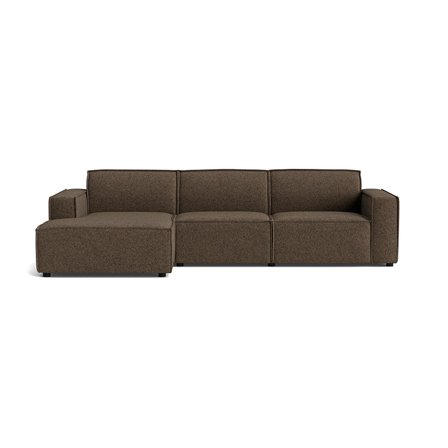 Lyon chaiselong sofa, venstrevendt - Modesto Brun - 304x160x80cm - Rummelig sofa med moderne design & komfortabel chaiselong til hyggelige stunder