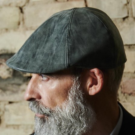 Maximo Grey Vegan Leather Moda Flat Cap for Men