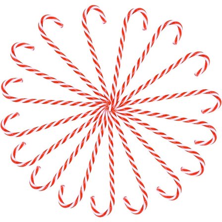 Set med 18 godisrörsstavar Godisrörs julgransprydnader röd/vit att hänga 15 cm