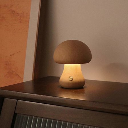 Minimalistisk Design Trådløs Sopp LED Lampe Lysstyrkejustering Med Knappbryter USB Oppladbar Bord Nattlys
