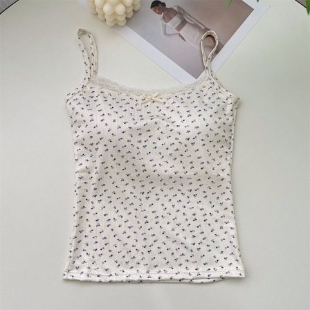 Blonde Blomster Print Camis Blomster Tank Tops MÆLK HVID