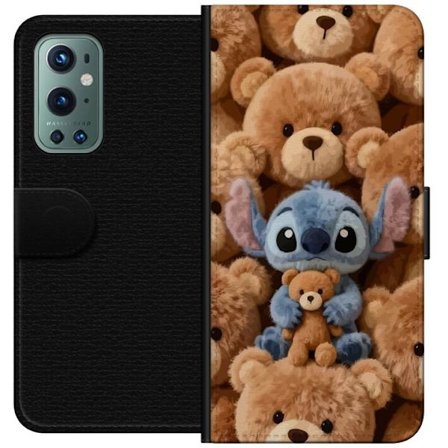 Kompatibelt Lommeboketui til OnePlus 9 Pro Stitch omgitt av brune teddybjørner med en liten teddybjørn i fanget i en søt og koselig kawaii-design