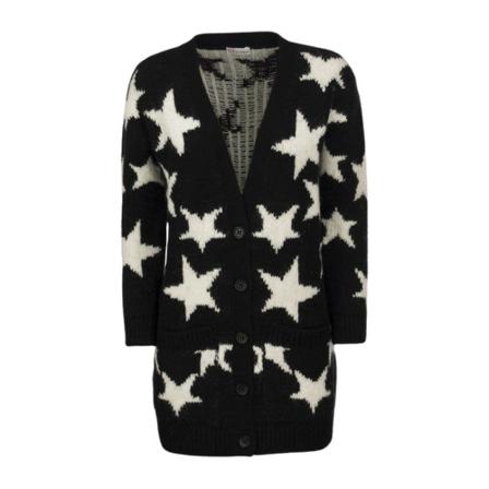 RED Valentino Stars jacquard mohair blend cardigan Sort, Dame Cardigans