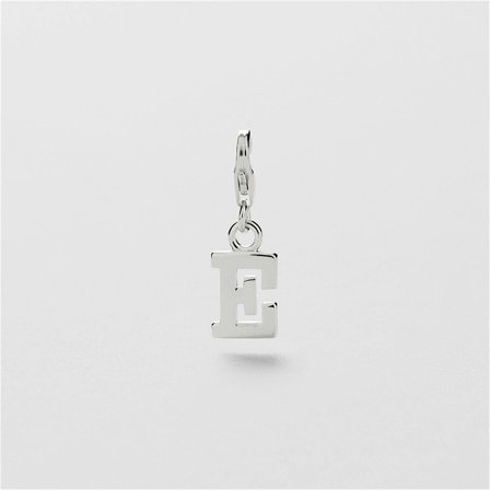 E Letter Charm - Sterling Silver - Safira