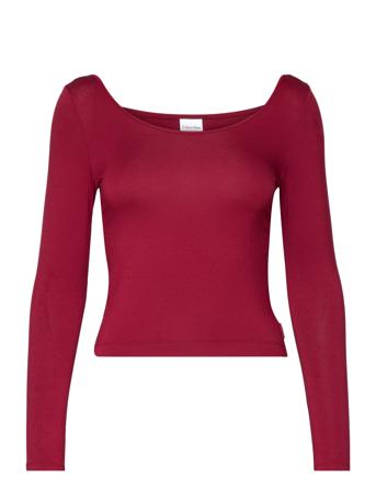 L/S Crew Neck Top Burgundy Calvin Klein