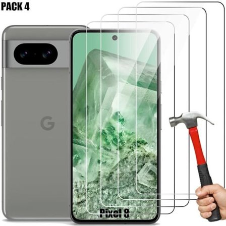 Skärmskydd - Google - Pixel 8 - Härdat glas - Transparent - Stöttålig - 4 stycken