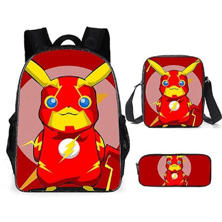 Pokemon Student Schoolbag Three-piece Set(meal Bag, Pencil Case, Backpack)44*28*13cm