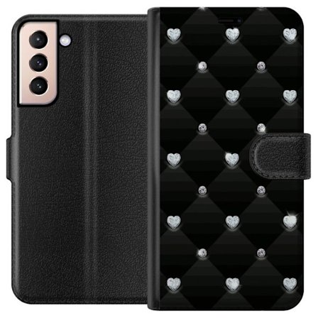 Kompatibel Tegnebogsetui til Samsung Galaxy S21 Bling Hjerte