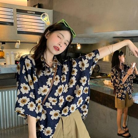 Solsikkebluse halvermet skjorte S