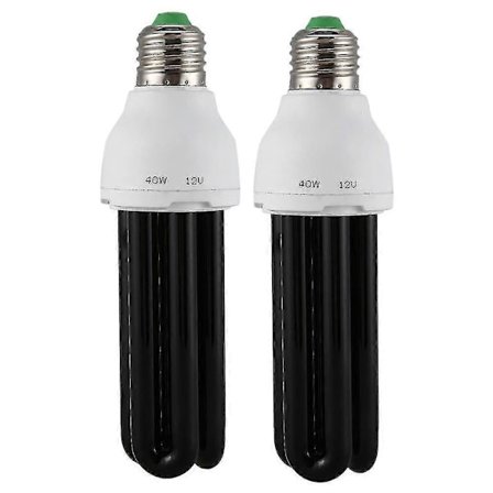 2x E27 40W UV Ultraviolett Fluorescerande Svartljus CFL Glödlampa 220V Form: Rak Effekt Vo