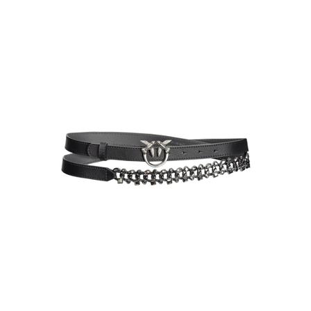Pinko, Love Double Bling Belt H2 Pelle Vitello Zwart, Dames, Maat:XS