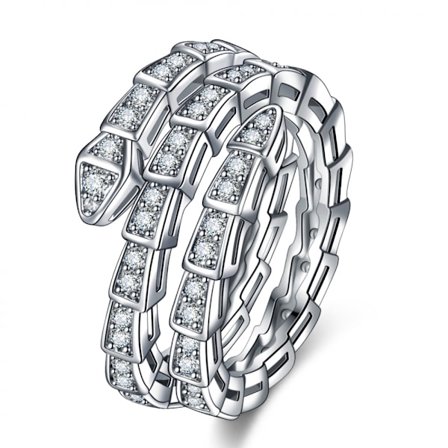 Silverring med tre varv, ormslinga i vitguld inklusive presentask, jul