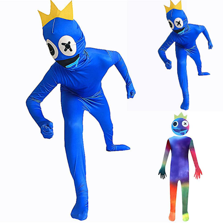 4-9 år Barn Unisex Rainbow Friends Cosplay Kostym Halloween Jumpsuit Party Outfit Presenter Blu Blue 7-8 Years