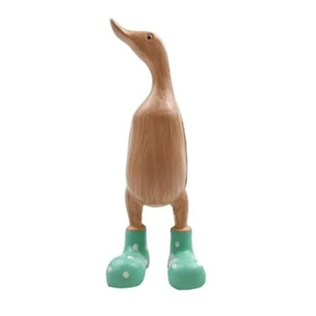 Resinfigur av and, hageskulptur, søte tegneserieender med prikkede gummistøvler, lykkebringende figur, grønn-M