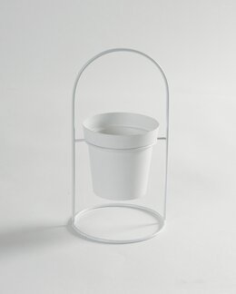 Kukkaruukku kaarevalla jalustalla Valkoinen-16 x 16 x 31 cm-Linea