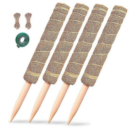 Mosstok - 4 Pak 40 cm Mosstok til Planter Monstera, Plantestok til Klatring Indendørs i Potter