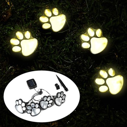 Solcelled Hundekat Dyrepote Lys, LED Solcelle Havegangsti