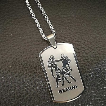 Skorpionen 12 Stjärnbilder Halsband Födelsedagspresenter Guld Färg Rostfritt Stål Amulett Hänge Zodiak Tecken Smycken Collier(Gemini8,90cm)