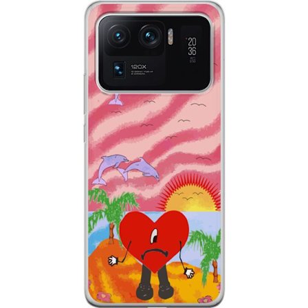 Kompatibelt Mobildeksel til Xiaomi Mi 11 Ultra Bad Bunny i en fargerik quiltet jakke med hjertemønster og solbriller i moderne gatestil