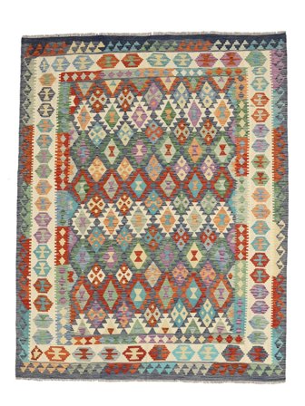 Tappeto Kilim Afghan Old Style 202X246 Marrone/Verde (Lana, Afghanistan)