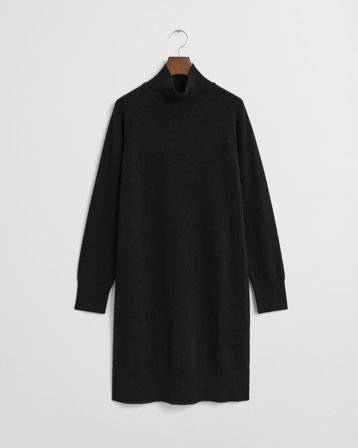 GANT Damen Strickkleid aus superfeiner Lambswool (L) Schwarz