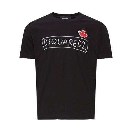 Dsquared2, Logo Supercrew T-Shirt Czarny, Mężczyzna, Rozmiar: L