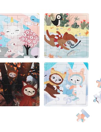 Fabelab Puzzle 4 Seasons - Set Of 4 Puzzles - 16 Pcs./Each - Multi/patterned - 18X18CM
