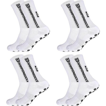 (azc) Beautigeir 4 par fotballstrømper herre, fotballstrømper sportstrømper sklisikre sportstrømper størrelse 39-45, hvit