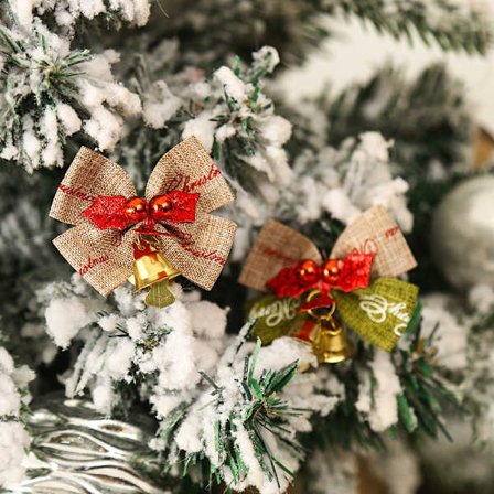 10 stycken julgran rosett röd blad med järnklocka dekoration